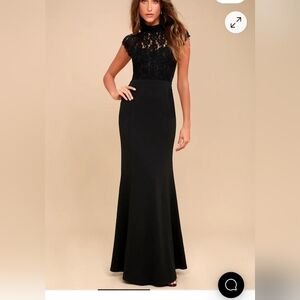 Crazy About You Black Backless Lace Maxi Dress